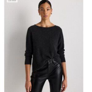 NWT Quince 100% Mongolian Cashmere Boatneck Sweater Heather Charcoal M